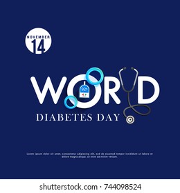 Creative illustration, poster or banner of world diabetes day awareness.