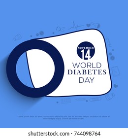 Creative illustration, poster or banner of world diabetes day awareness.