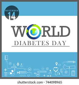 Creative illustration, poster or banner of world diabetes day awareness.