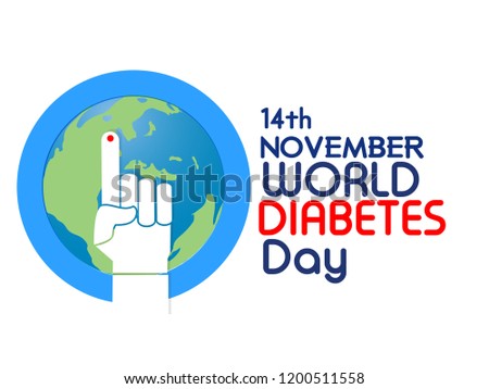Creative illustration, poster or banner for world diabetes day awareness. with text 14th nov