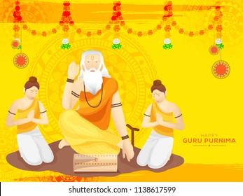 Creative illustration or poster for the Day of honoring celebration guru purnima.