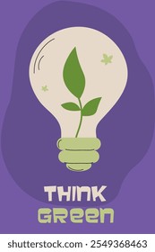 Creative illustration promoting environmental awareness and sustainability through a light bulb