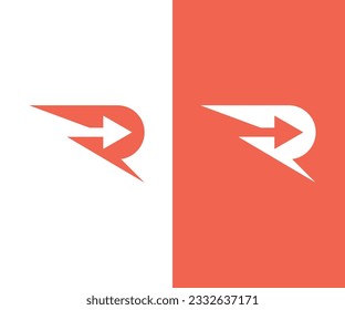 Creative Illustration R growth arrow logo design template