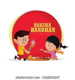 
ilustración creativa Raksha Bandhan con deseos y un hermano y una hermana india.  