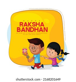 
creative illustration Raksha Bandhan with wishes and Indian brother and sister carecter.  