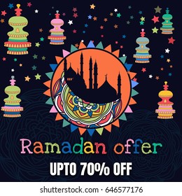  Creative illustration . Ramadan offer.  for Islamic  Month of Prayers, Ramadan Kareem celebration.