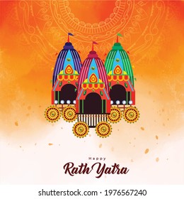 creative  illustration of Rath Yatra for Lord  Jagannath indian festival Holiday  concept background celebrated in Odisha,  vector banner poster greeting card