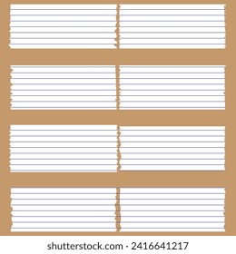 Ilustración creativa de hojas cuadradas realistas en blanco de papel alineadas aisladas en segundo plano. Líneas de diseño artístico, cuaderno de páginas de cuadrícula con margen. Elemento gráfico de concepto abstracto