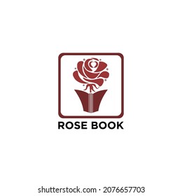 Creative Illustration Red Rose Flower Beauty Pot Book Concept Logo Design Symbol Icon Vector For Academy Study School Business