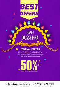 Creative illustration, sale banner or sale poster for Dussehra celebration. Dussehra Navratri festivalof india