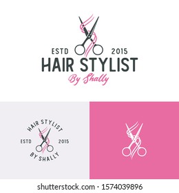 Creative Illustration Scissor For Hair Salon Vintage Logo Design