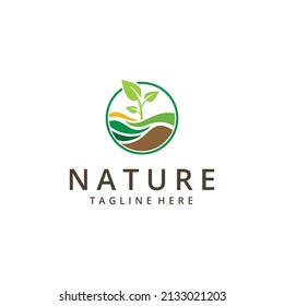 Creative illustration seeds plant Tree nature landscape logo design sign vector template icon