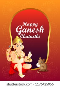 creative illustration of shiny Lord Ganapati with background for Ganesh Chaturthi message My Lord Ganesha