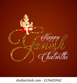 creative illustration of shiny Lord Ganapati with background for Ganesh Chaturthi message My Lord Ganesha