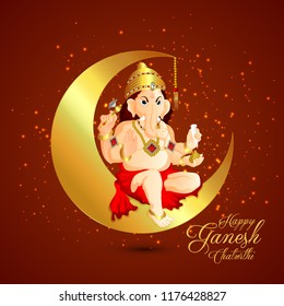 creative illustration of shiny Lord Ganapati with background for Ganesh Chaturthi message My Lord Ganesha