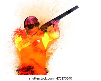 Ilustración creativa de un Shooting Player realizada por colorido splash for Sports.