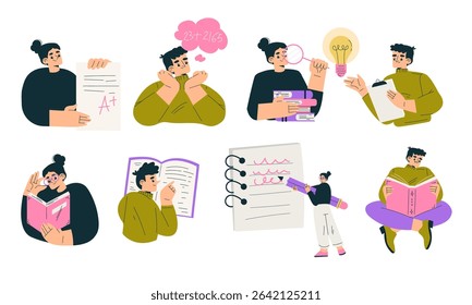 Creative illustration showing the multifaceted process of idea generation and learning
