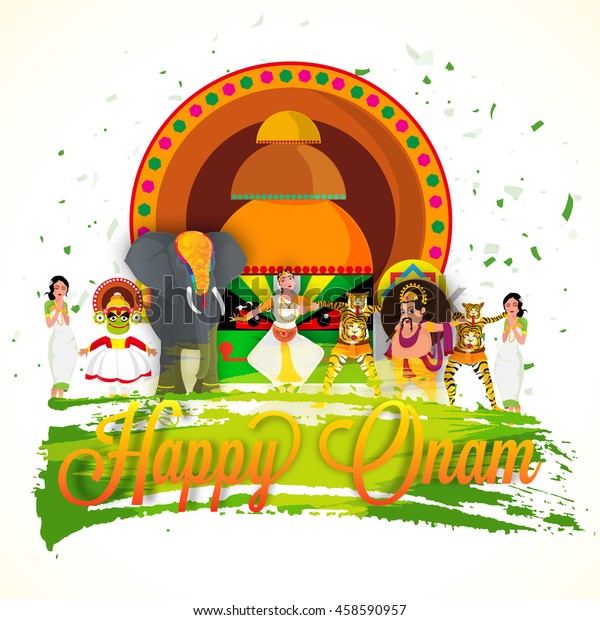 Creative Illustration Showing Tradition Culture Kerala Stock Vector ...