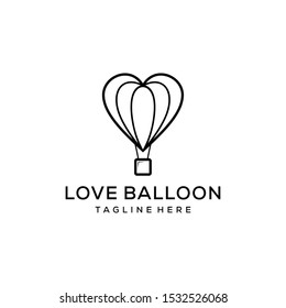 Creative Illustration Simple modern Air Balloon with heart sign Logo Design template