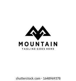 Creative Illustration Simple modern geometric Mountain Logo Design Vector
