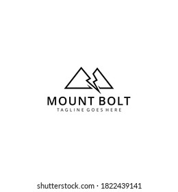 Creative Illustration Simple Mountain with bolt electric Logo Design Vector