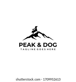 Ilustración creativa Montaña simple con vector de diseño con logotipo de perro