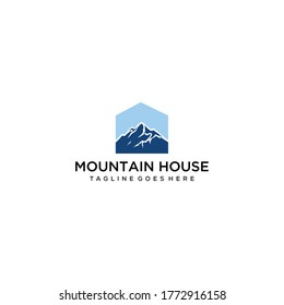 Creative Illustration Simple Mountain House Logo Design Vector