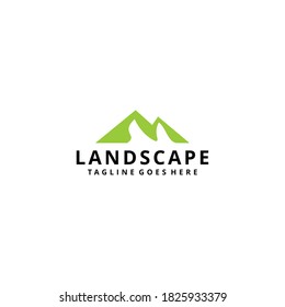 Creative Illustration Simple Mountain landscape sign vintage Logo Design Vector