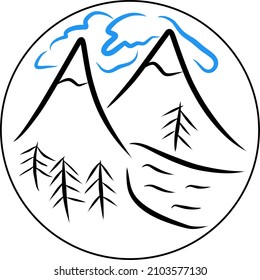 Creative Illustration Simple Mountain Logo Design Vector