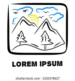 Ilustración creativa Vector de diseño con logotipo de montaña simple con fondo blanco