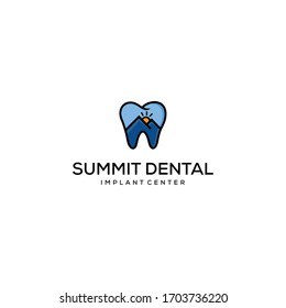 Creative Illustration Simple Mountain on dental sign Logo Design Vector