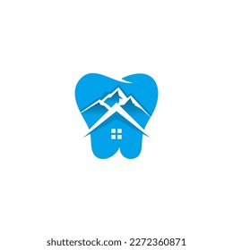 Creative Illustration Simple Mountain on dental sign Logo Design Vector
