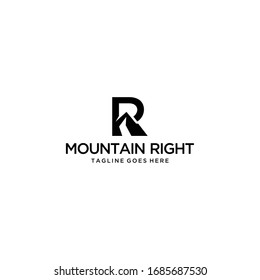 Creative Illustration Simple Mountain with sign R Logo Design Vector