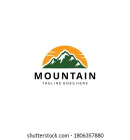 Creative Illustration Simple Mountain vintage outdoor Logo Design Vector