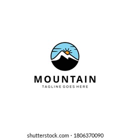 Creative Illustration Simple Mountain vintage outdoor Logo Design Vector