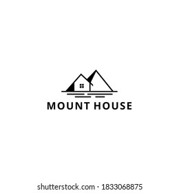 Ilustración creativa Viñeta de montaña simple con vectores de diseño con logotipo de casa