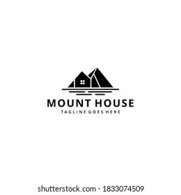 Creative Illustration Simple Mountain vintage with house Logo Design Vector