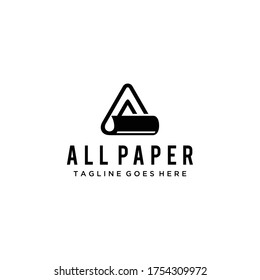 Creative Illustration Simple paper with letter A sign Logo Design Vector