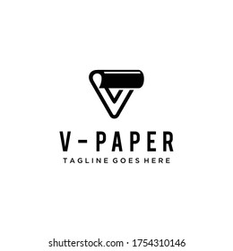 Ilustración creativa Papel sencillo con logotipo V Vector de diseño