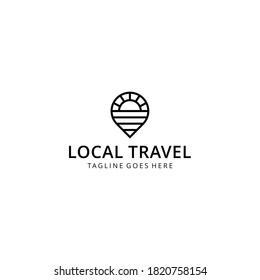 Creative Illustration Simple pin location with landscape Logo Design Vector