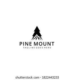 Creative Illustration Simple pine tree with Mountain Logo Design Vector