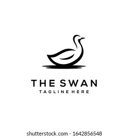 Creative illustration Simple swan swim water clean logo design template
