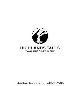 Creative Illustration Simple waterfall Logo Design Vector