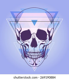 Creative illustration of a skull in a hipster style 