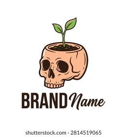 Creative illustration skull pot