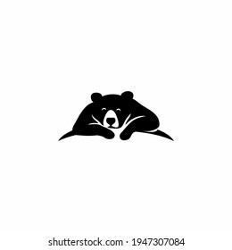 Creative illustration of sleepy bear logo icon design vector in outline style
