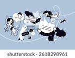 Creative illustration of social network, communication app, conversation. Vector concept for web banner, social media banner, business presentation, marketing material. 