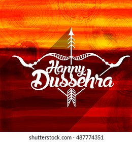 Creative illustration with stylish typography happy dussehra on grungy background.