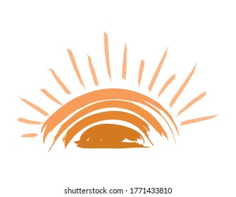 Ilustración creativa del sol o un ojo con cilia aislada en un fondo blanco
