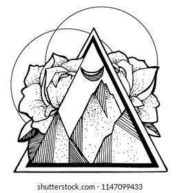 Creative illustration tatoo mountines eps10
